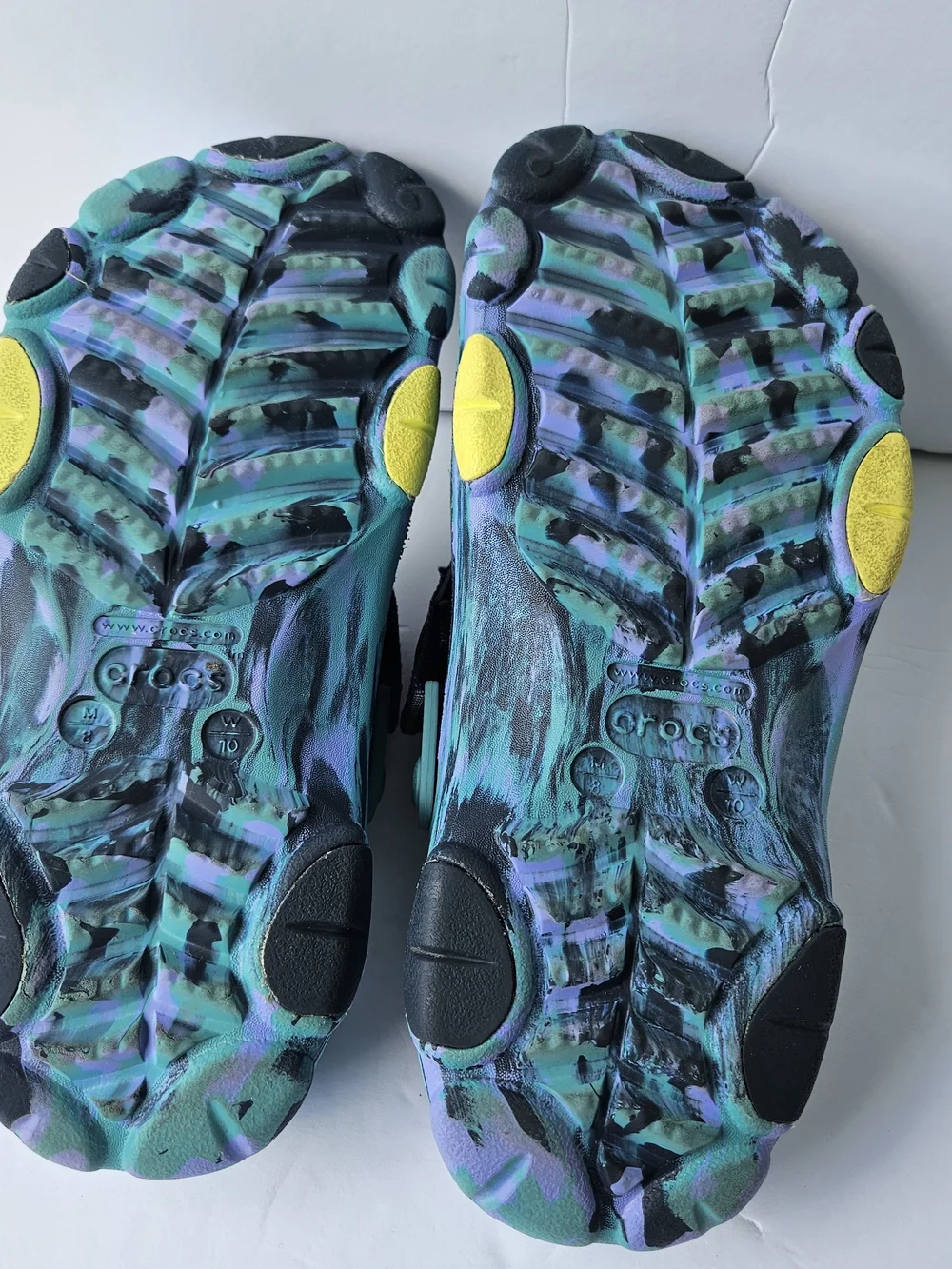 Crocs Men's Classic All Terrain Clog Black Teal Purple Marbled Yellow Strap